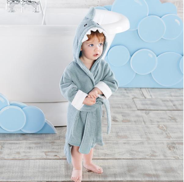 Hooded Bathrobe Boys Shark Dressing Gown Kids Girls Boys Bathrobe