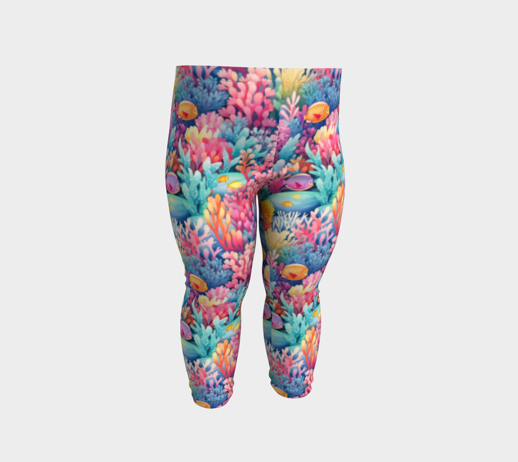 Colorful coral reef baby yoga leggings | Surfersandyogis