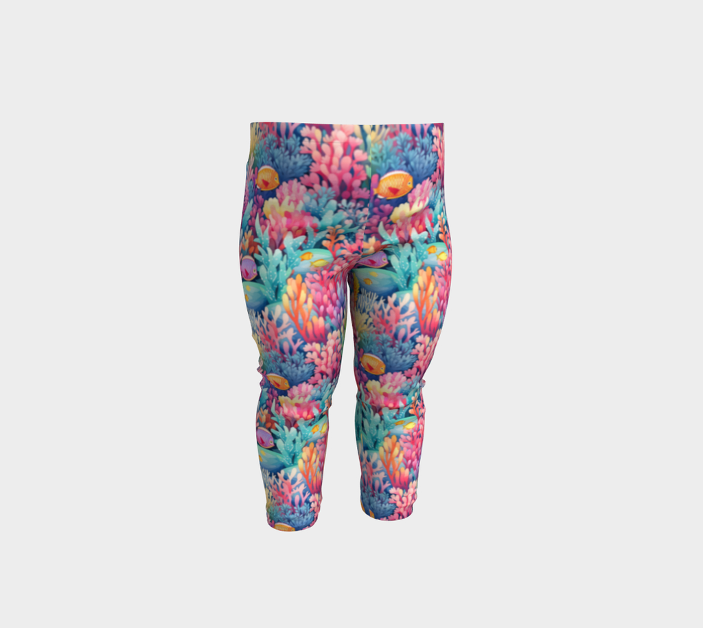 Colorful coral reef baby yoga leggings | Surfersandyogis