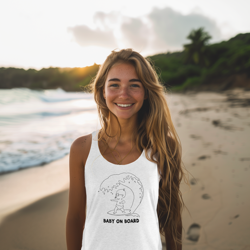 Baby on board shirt - white tank top for women