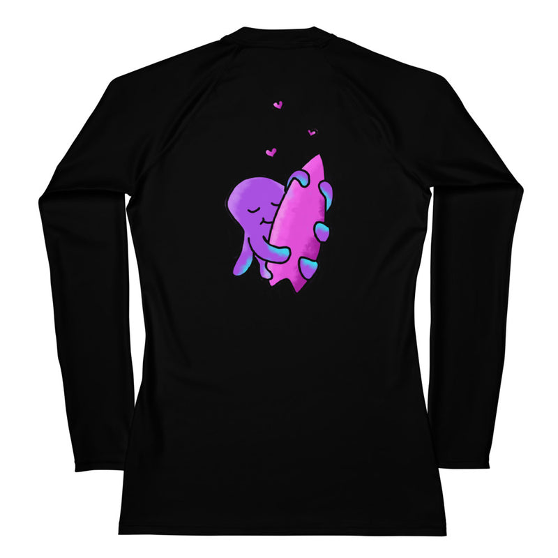 Black cute octopus rash guard for women