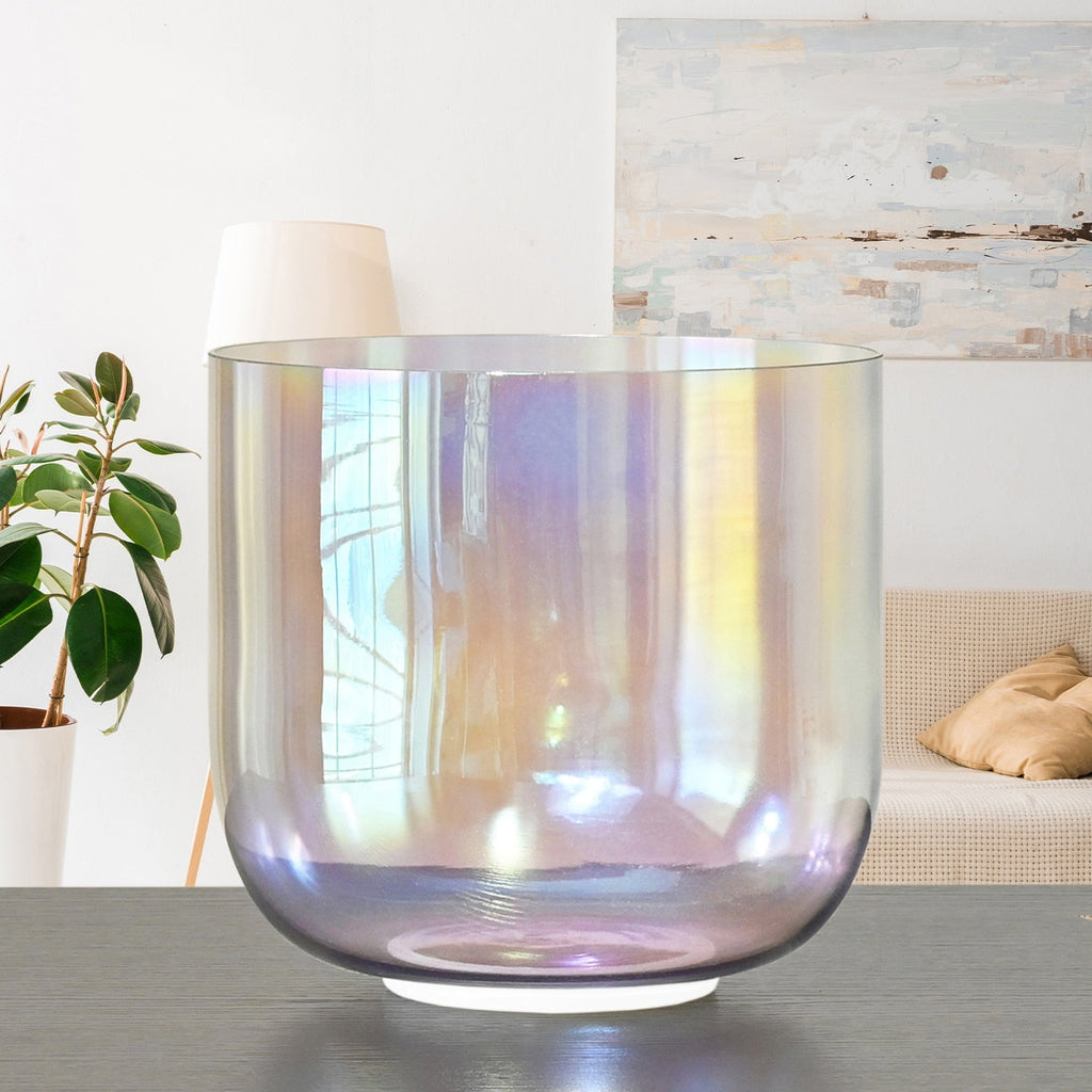 6 Inch Alchemy Clear Quartz Crystal Singing Bowl Grey with Cosmic Light for Sound Healing with Free Mallet and O-ring | Surfersandyogis