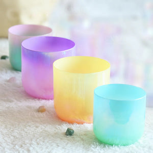 Beautiful set of Pastel Cosmic Dreams Crystal Goddess Singing Bowl | Surfersandyogis