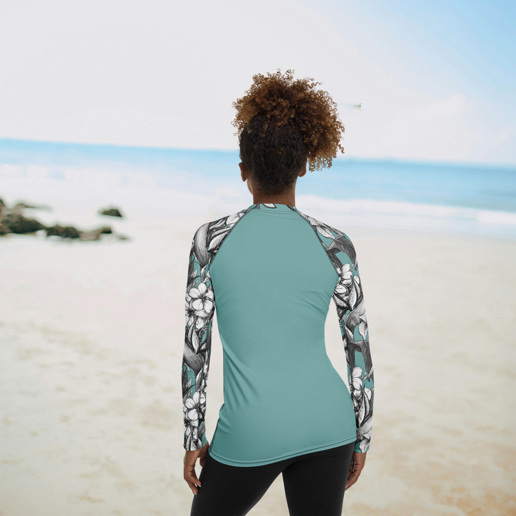 Floral rashguard women surf