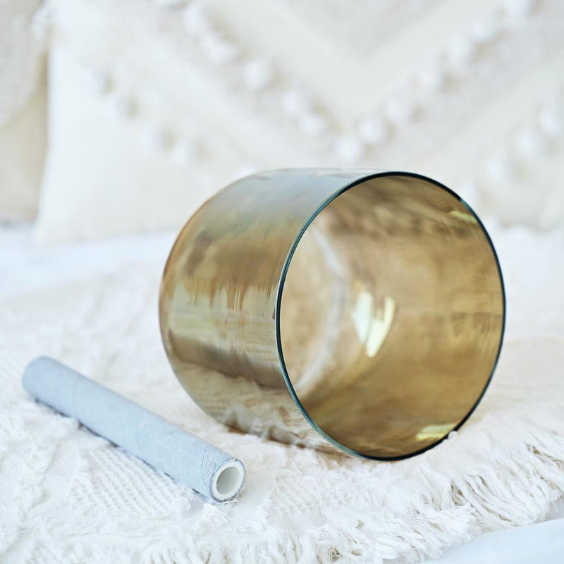 Golden goddess 6 inch gold crystal singing bowl for meditation and sound healing