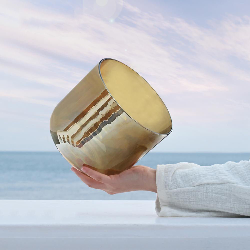 Healing sound bowl in gold for transforming meditation