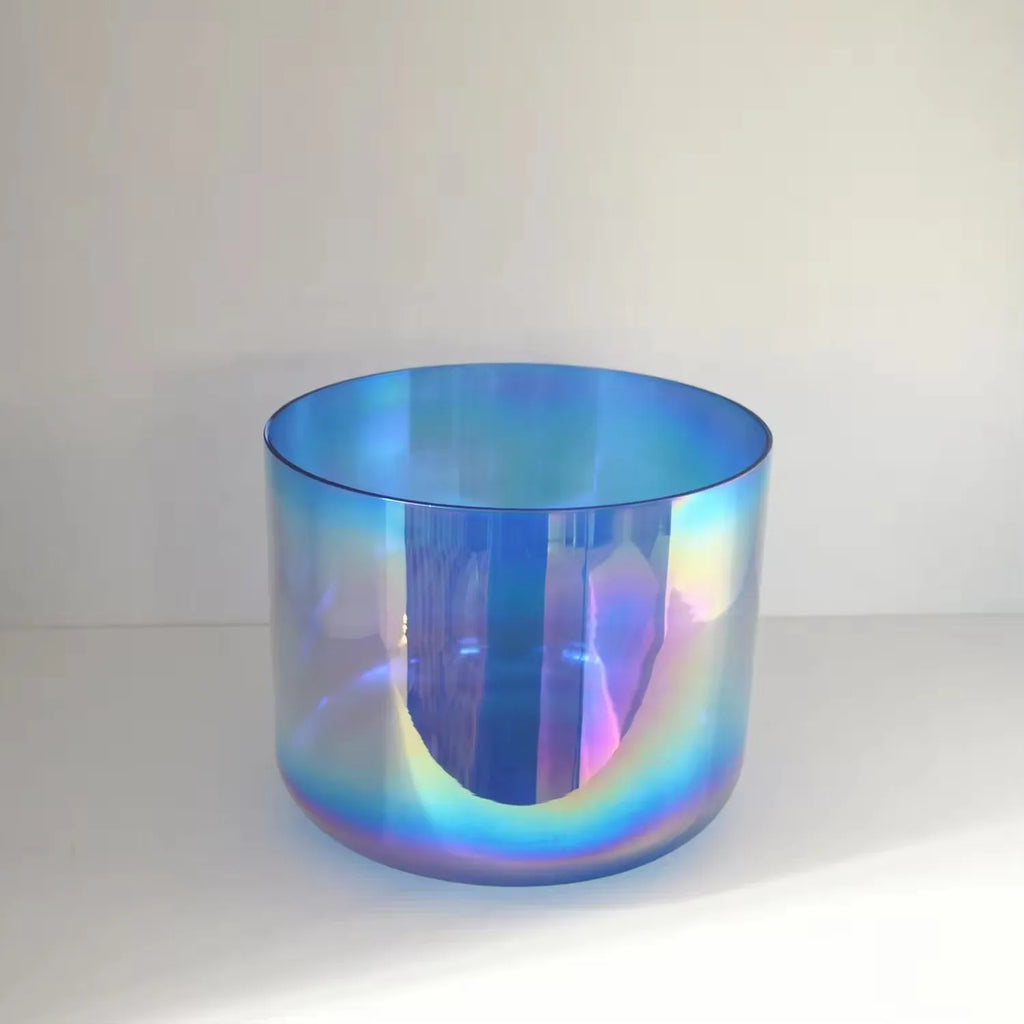 Metallic blue singing bowl for healing G note