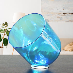 6 Inch Alchemy Clear Quartz Crystal Singing Bowl Blue with Cosmic Light for Sound Healing with Free Mallet and O-ring | Surfersandyogis