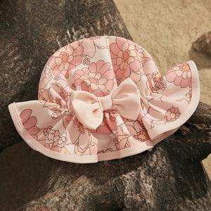 Baby rash guard floral swimming hat for sun protection