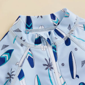 Baby Rash Guard Surf Swimsuit - Blue Surfboard Print