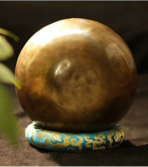 Handmade Brass Tibetan Singing Bowl - Mystical Resonance: Full Moon Buddha Edition, Your Gateway to Meditative Bliss from the Heart of Nepal | Surfersandyogis