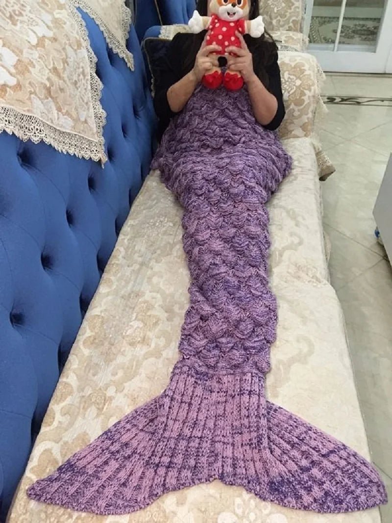 Quirky mermaid tail blanket in cozy cotton 3 Surfersandyogis