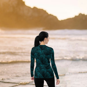 Tropical rash guard womens