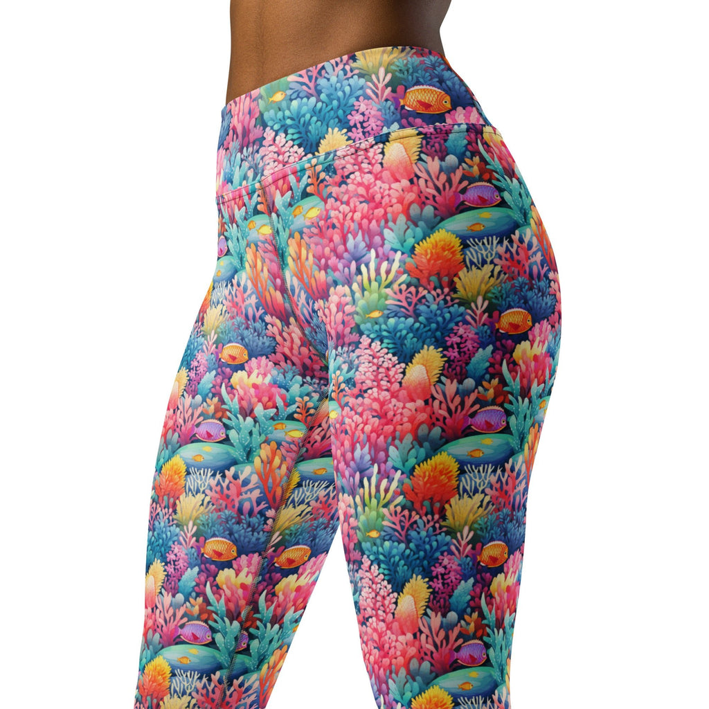 Colorful coral reef yoga leggings | Surfersandyogis