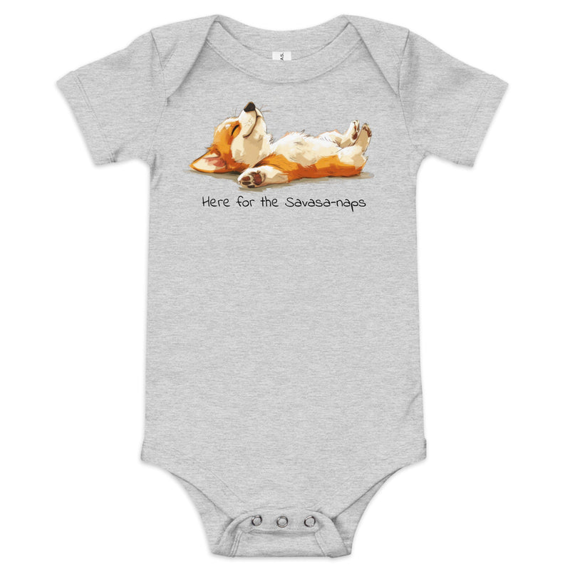 Corgi baby yoga one-piece | Surfersandyogis