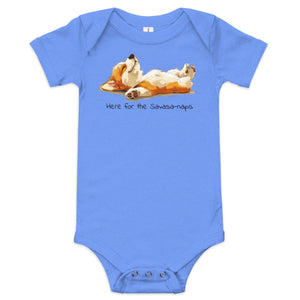 Corgi baby yoga one-piece | Surfersandyogis