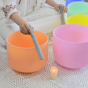 Crystal singing bowl set of 7 in pastels - for Chakra meditation 6-12" | Surfersandyogis