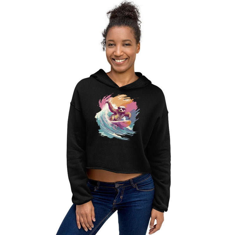 Surf hoodie - crop surfer hoodie for women in black | Surfersandyogis