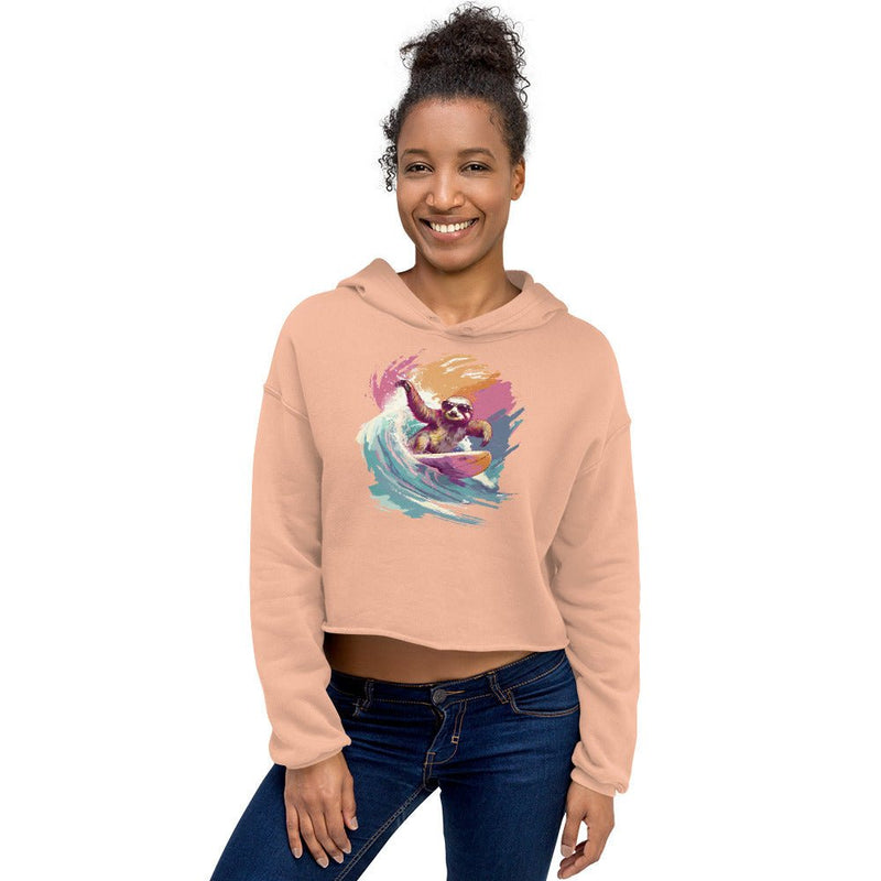 Surf hoodie - crop surfer hoodie for women in pink | Surfersandyogis