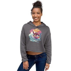 Surf hoodie - crop surfer hoodie for women in grey | Surfersandyogis