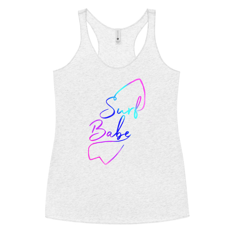 Surf babe clothes- Rainbow surf babe Women's Racerback Tank Top