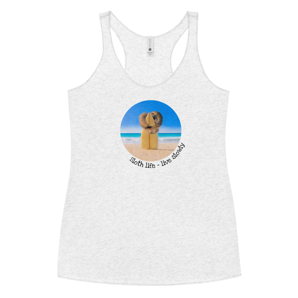 Surf Sloth - Live slowly - Women's Tri-Blend Racerback Tank