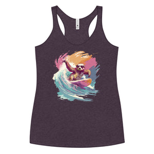 Vintage purple retro sloth surf print