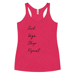 Surf yoga sleep repeat shirt - Women's Racerback Tank