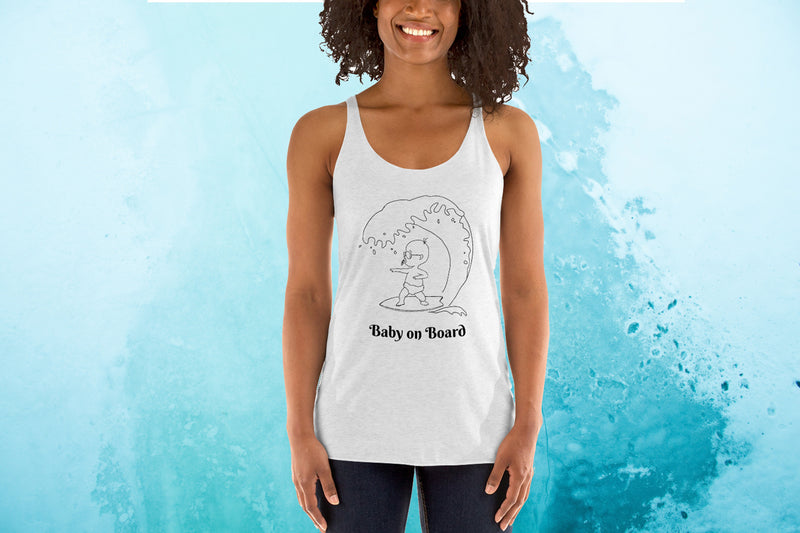 Pregnancy surfer baby Women's Racerback Tank