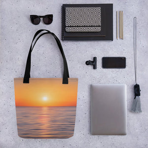Life is too short to miss the sunsets quote tote bag