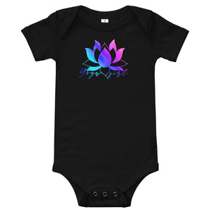 Rainbow lotus yoga girl baby romper