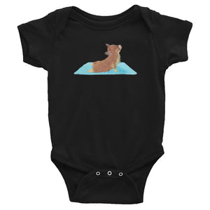 Yoga corgi baby romper / bodysuit / similar to onesie. Upward dog corgie <3