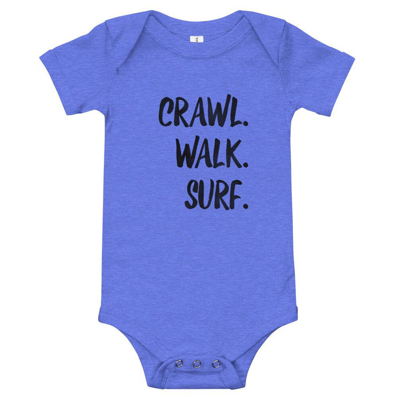 Crawl walk surf baby bodysuit - Blue surf baby bodysuit