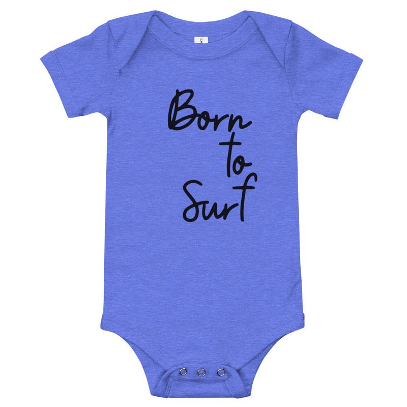 Born to surf baby clothes in ocean blue short sleeve one piece