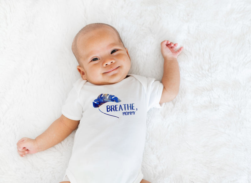 Mommy positive baby romper - Breathe, mommy. Gentle reminder. Baby romper / bodysuit / similar to onesie.