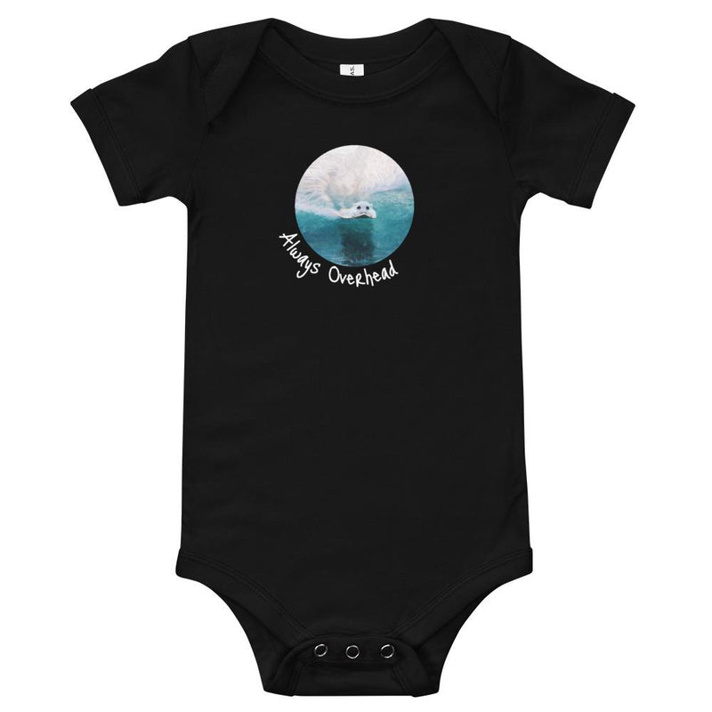 Always Overhead Surfer Baby Bodysuit in black