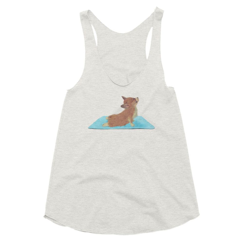Corgi yoga clothes for women - Corgi yoga cobra - Women's Tri-Blend Racerback Tank