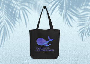Eco Tote Bag with blue whale print