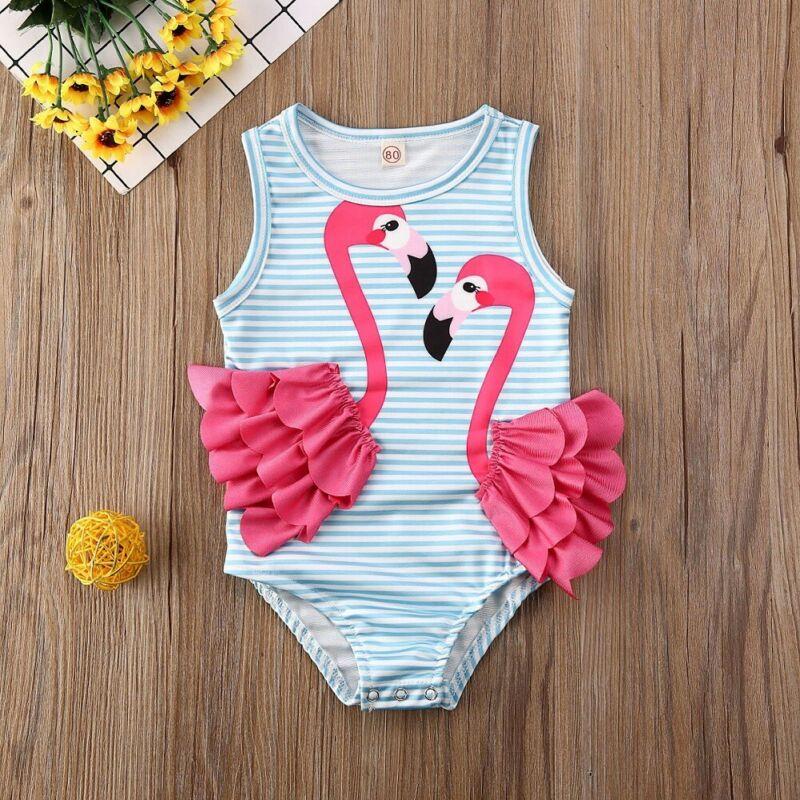 Flamingo baby one-piece bathing suit