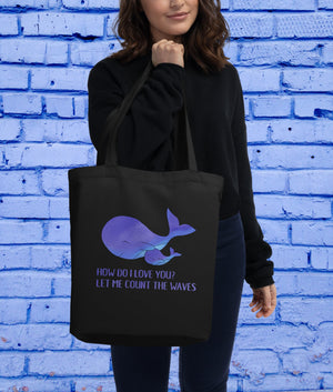 Eco Tote Bag with blue whale print