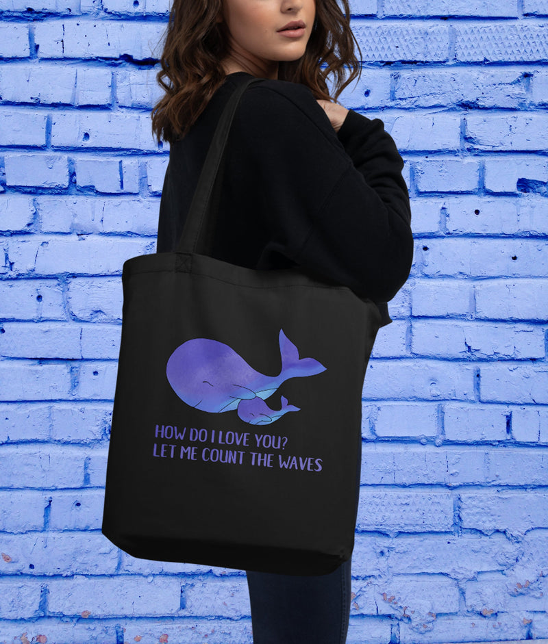 Eco Tote Bag with blue whale print