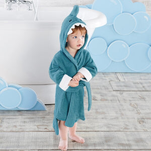 Shark bathrobe for kids - Blue - Ocean-lover hooded shark bathrobe in grey or pink - Hand-picked by surfersandyogis