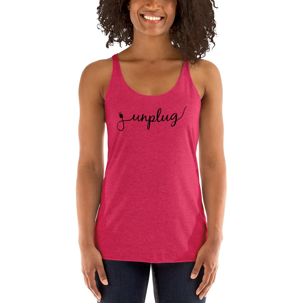 Unplug tank top for women in pink - yoga top, gentle reminder