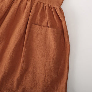 Pockets of caramel Sweet and Breezy: Linen Summer Dress for Girls | Surfersandyogis