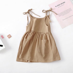 Sweet and Breezy: Linen Summer Dress for Girls in khaki | Surfersandyogis