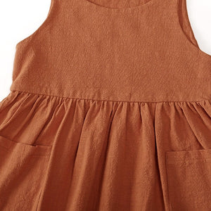 Bodice of caramel Sweet and Breezy: Linen Summer Dress for Girls | Surfersandyogis