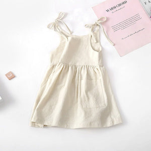 Sweet and Breezy: Linen Summer Dress for Girls in beige | Surfersandyogis