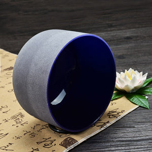 Indigo crystal singing bowl - Crystal Goddess Frosted Quartz Singing Bowl in a deep indigo color - A Note Third Eye Chakra 8"