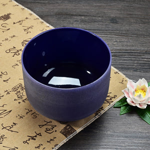 Indigo crystal singing bowl - Crystal Goddess Frosted Quartz Singing Bowl in a deep indigo color - A Note Third Eye Chakra 8"