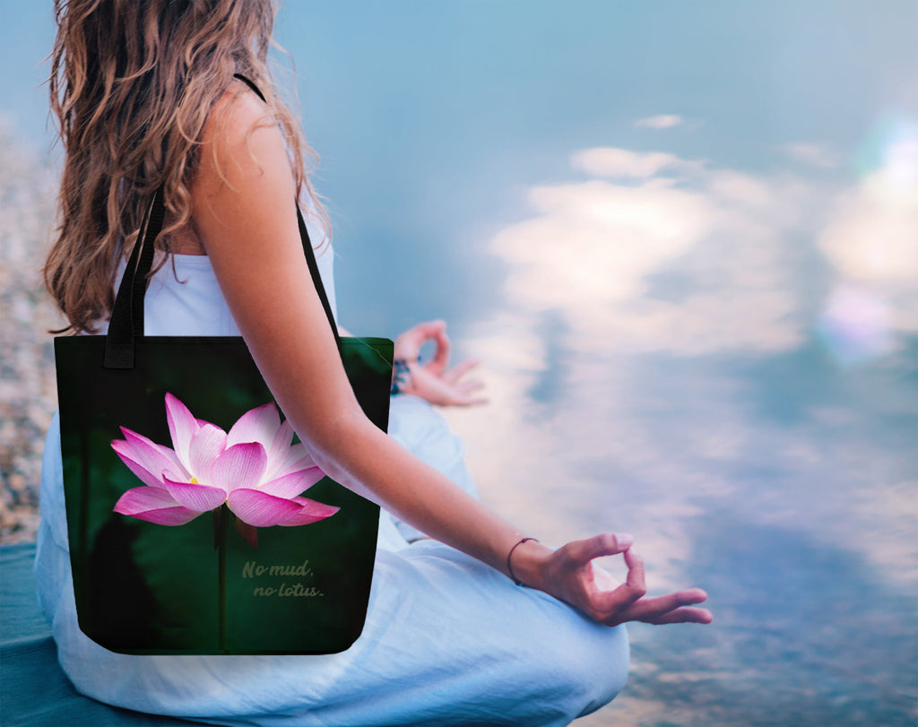 No mud no lotus yoga tote bag